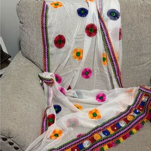 Colorful Embroidered Scarf